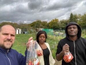 Fresh air and fresh produce at our allotment!